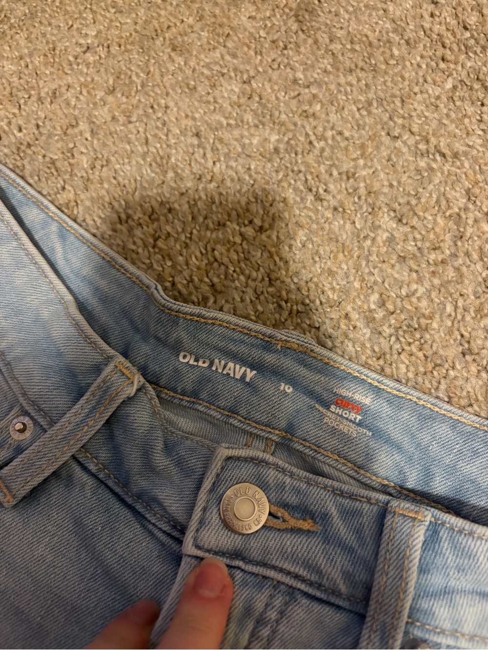 Old Navy Light Blue Distressed Curvy Denim Cutoff Shorts - Picture 2 of 2
